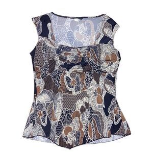 Vintage y2K American City Wear Size Medium Brown and Black Sleeveless Blouse Top